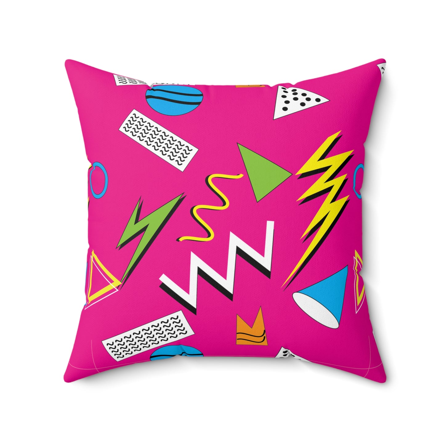 Retro 1980s Hot Pink Spun Polyester Square Throw Pillow, Hipster Home Decor