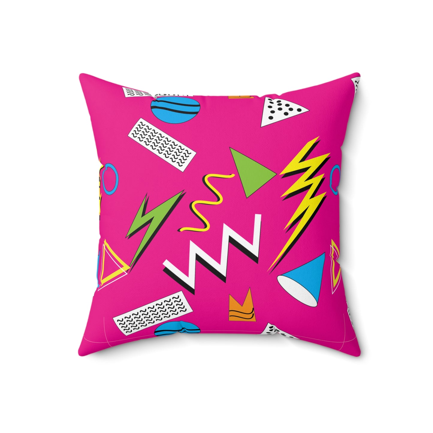 Retro 1980s Hot Pink Spun Polyester Square Throw Pillow, Hipster Home Decor