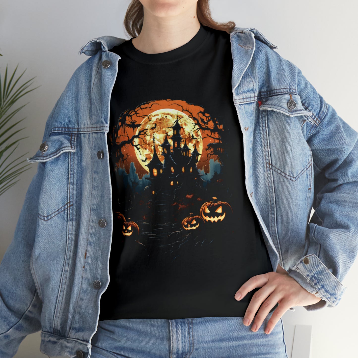 Halloween Haunted House Custom T-Shirt (Black/Navy)