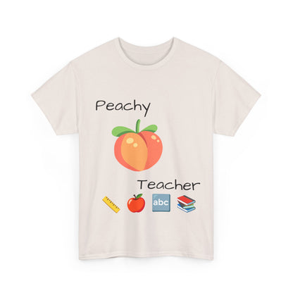 Peachy School Teacher Tee, Teacher Gift, Teacher of the Year, Short-Sleeve Crew-Neck T-shirt