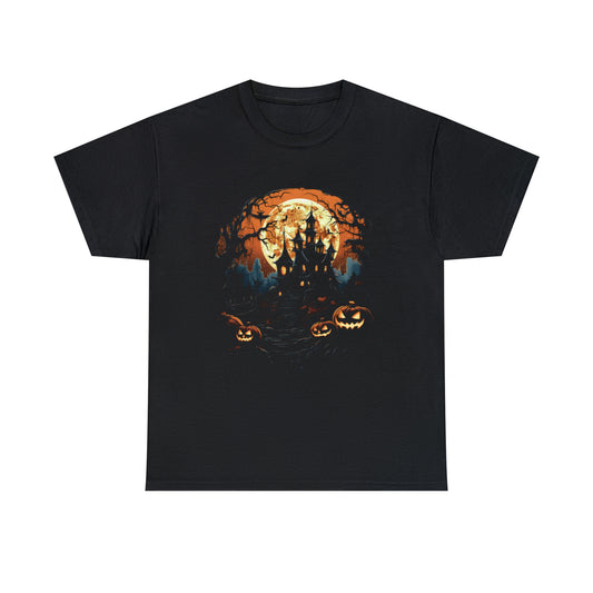 Halloween Haunted House Custom T-Shirt (Black/Navy)