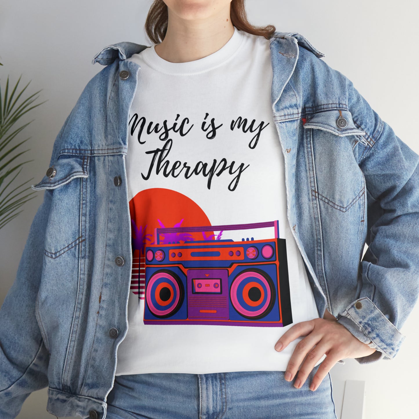 Music is my Therapy custom white T-Shirt lifestyle image