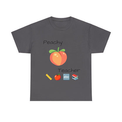 Peachy School Teacher Tee, Teacher Gift, Teacher of the Year, Short-Sleeve Crew-Neck T-shirt