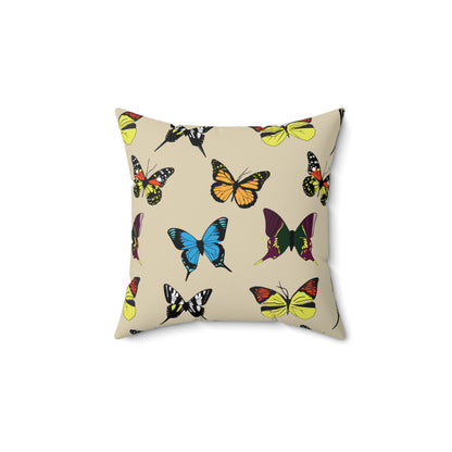 Butterfly-Print Square Throw Pillow