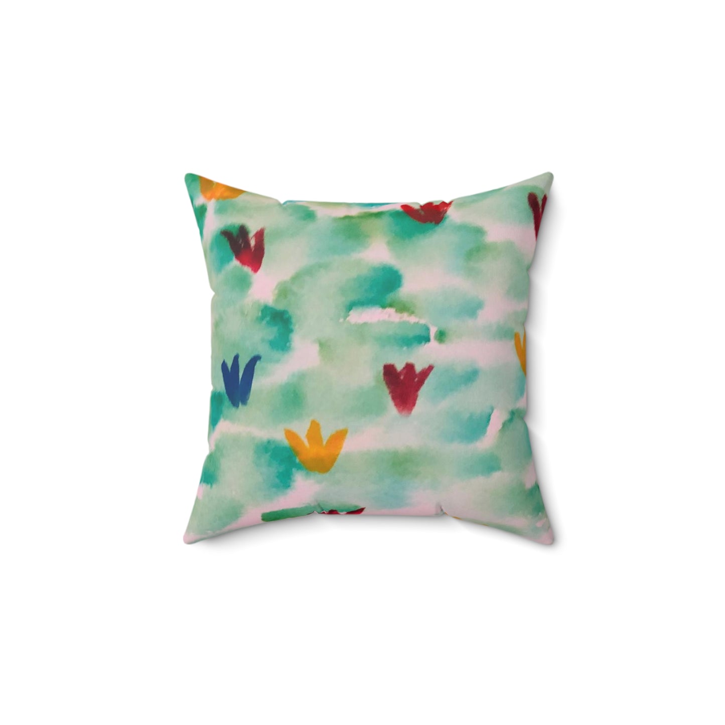 watercolor floral square throw pillow