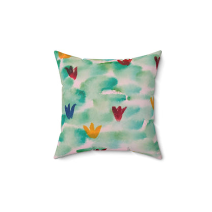 watercolor floral square throw pillow