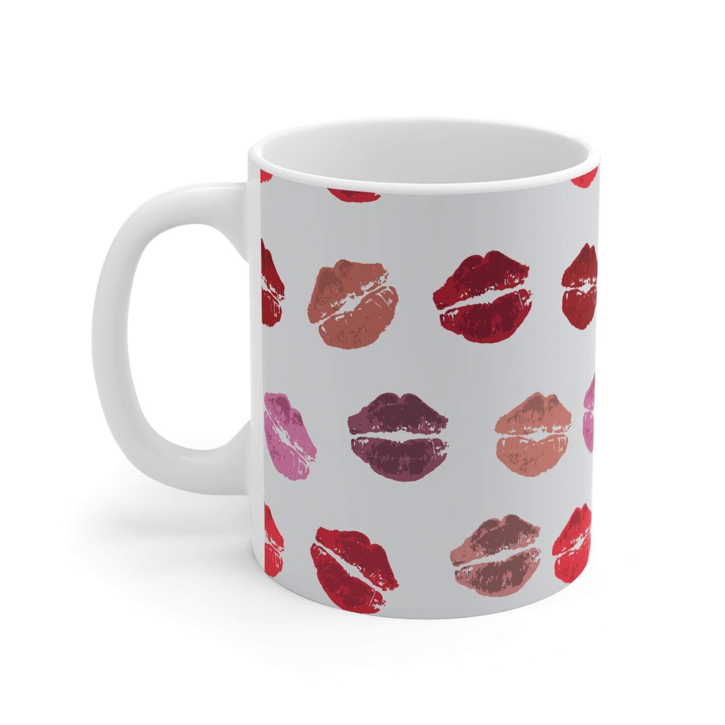 Kisses from the Misses custom patterned mug left hand view