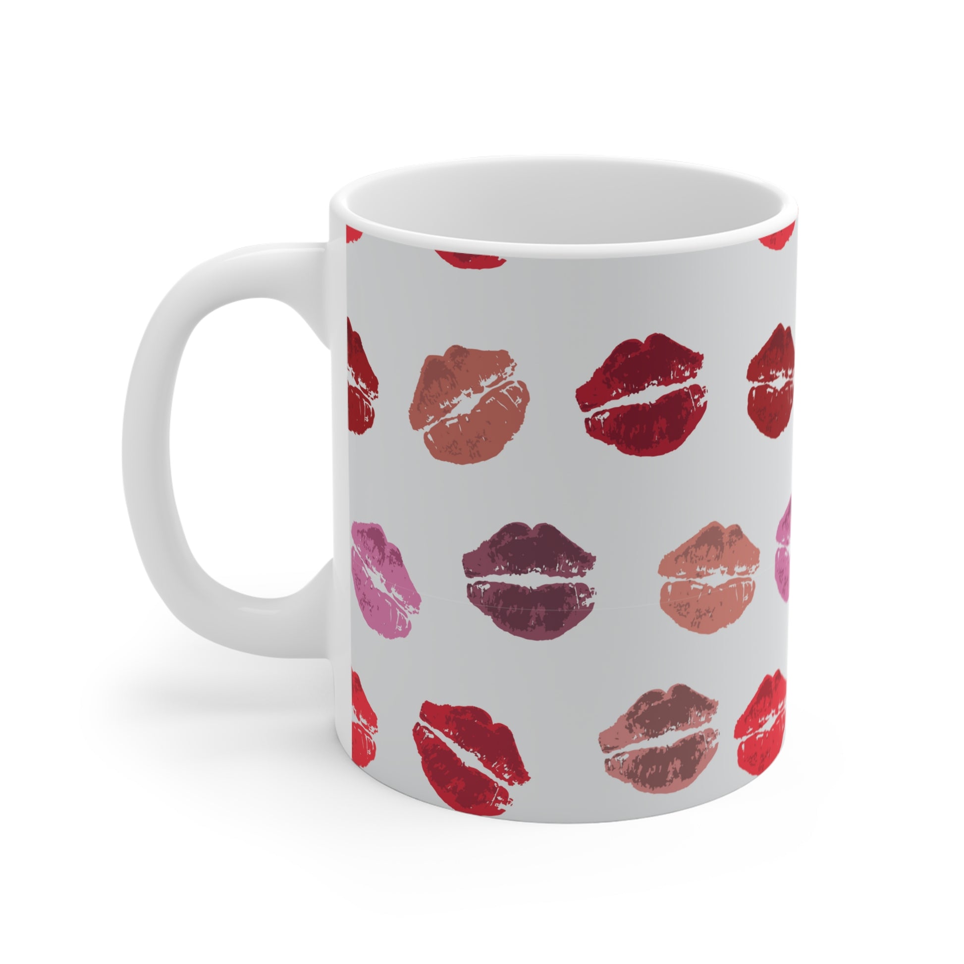 Kisses from the Misses custom patterned mug left hand view