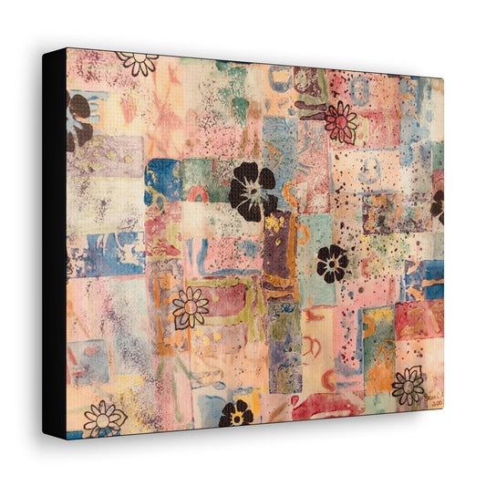 Abstract Flowers patterned wall art side view