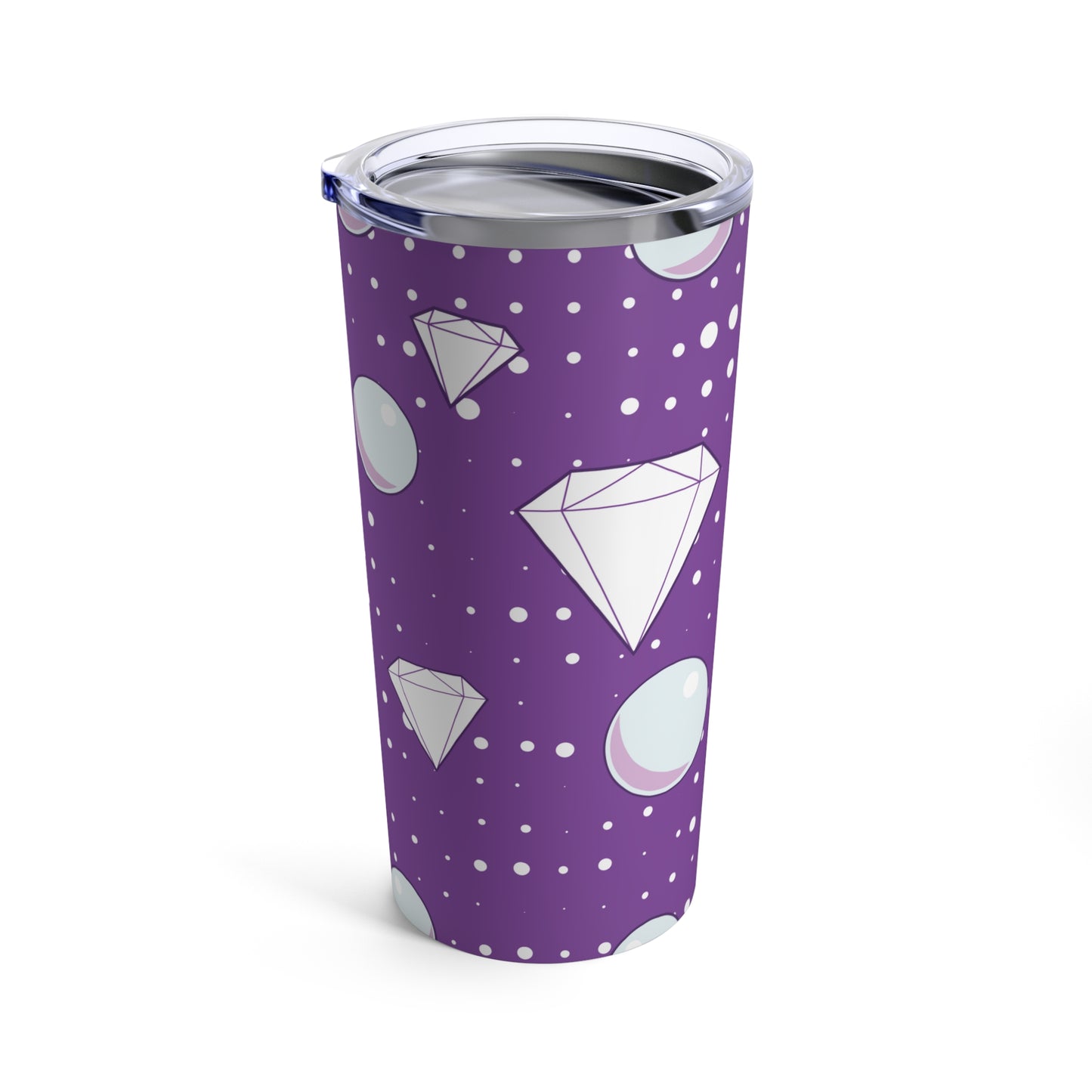 Diamonds and Pearls custom patterned tumbler mug left side view