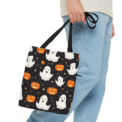 Halloween Ghost and Jack-O-Lanterns Tote Bag