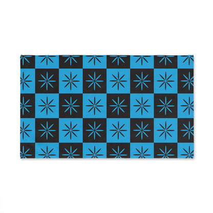 Black & Blue Mid-century Style Checkerboard Atomic Bath Hand Towel