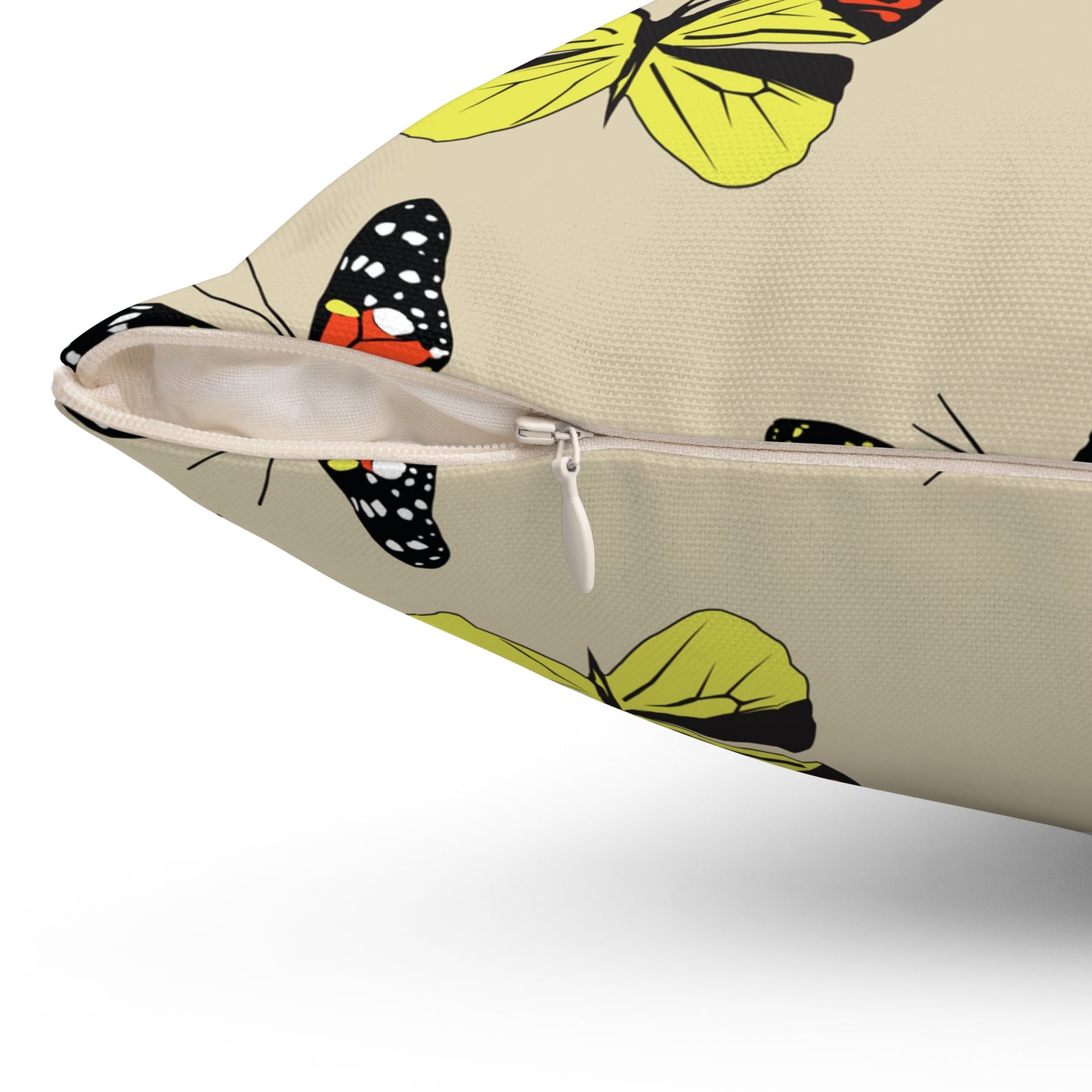 Butterfly-Print Square Throw Pillow