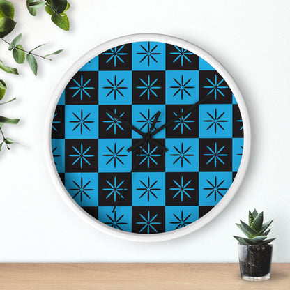 Black & Blue Mid-century Style Atomic Starburst Wall Clock