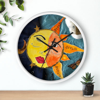 Celestial Circus White Wall Clock with black hands