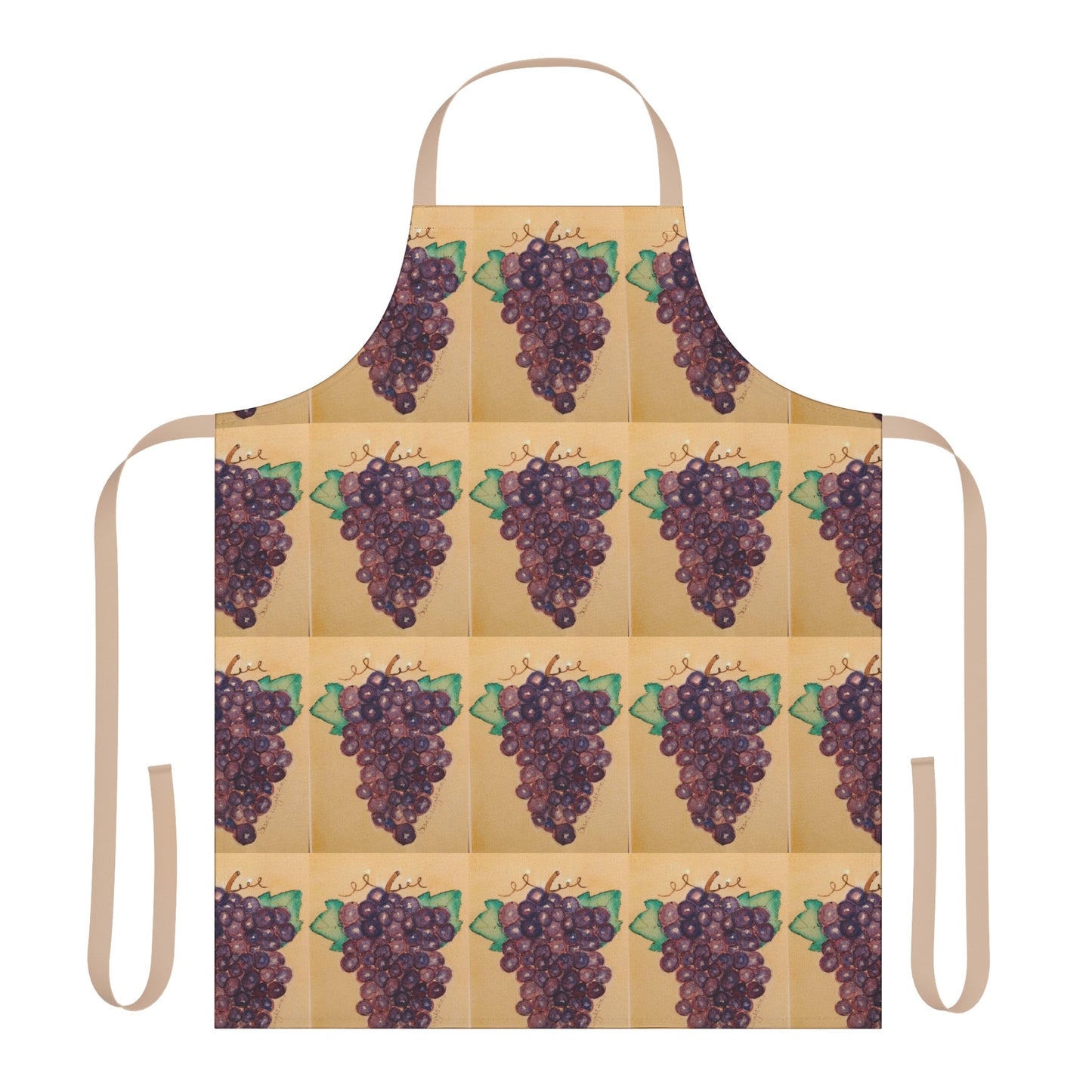 Italian-Style Tuscan Kitchen Cooking Apron with Purple Grapes