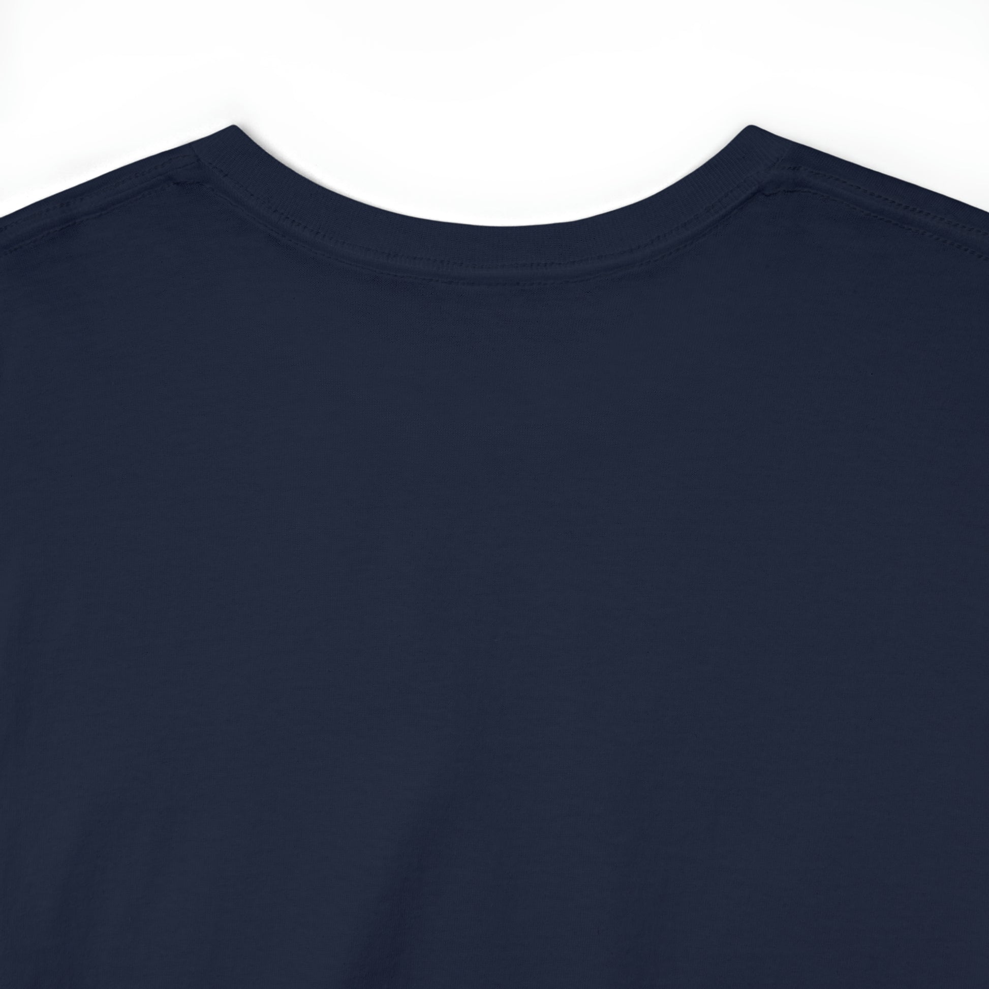 Alien Planets custom navy T-Shirt back collar closeup