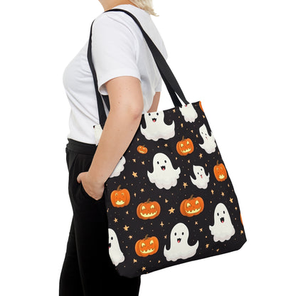 Halloween Ghost and Jack-O-Lanterns Tote Bag