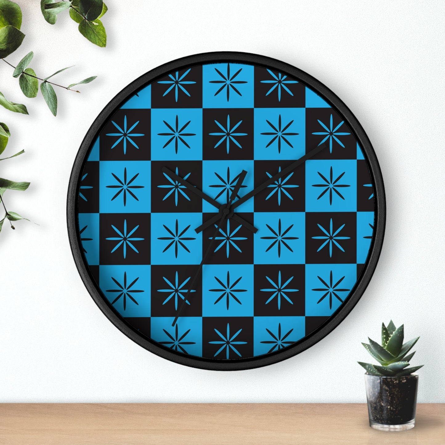 Black & Blue Mid-century Style Atomic Starburst Wall Clock