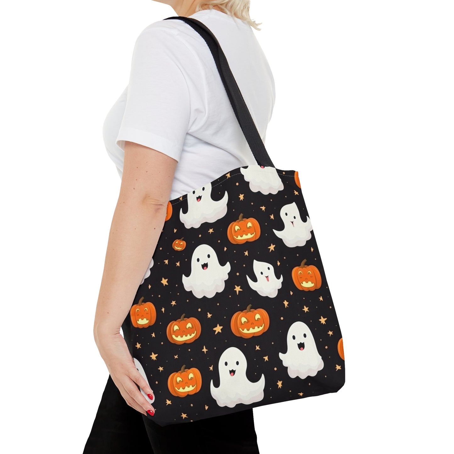 Halloween Ghost and Jack-O-Lanterns Tote Bag