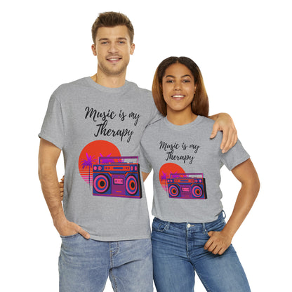 Music is my Therapy custom gray T-Shirt man and woman wearing shirt