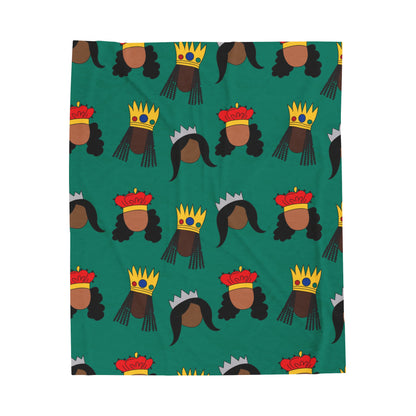 Black Queens-Patterned Velveteen Throw Blanket