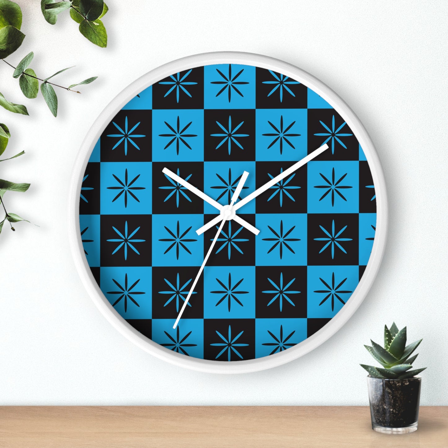 Black & Blue Mid-century Style Atomic Starburst Wall Clock