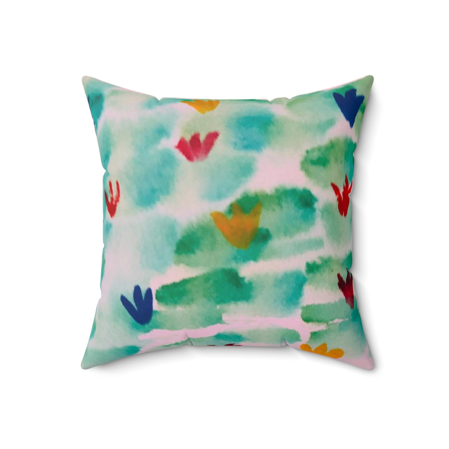 watercolor floral square throw pillow