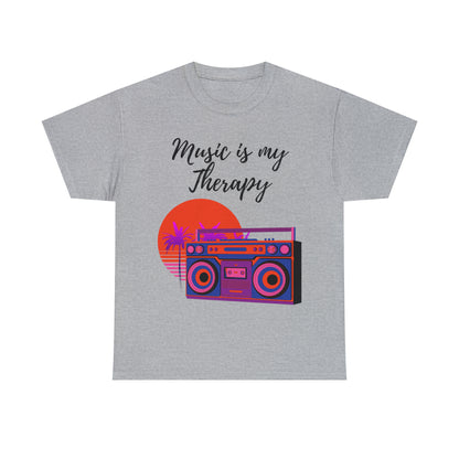 Music is my Therapy custom gray T-Shirt front