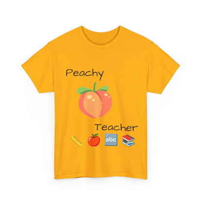 Peachy School Teacher Tee, Teacher Gift, Teacher of the Year, Short-Sleeve Crew-Neck T-shirt