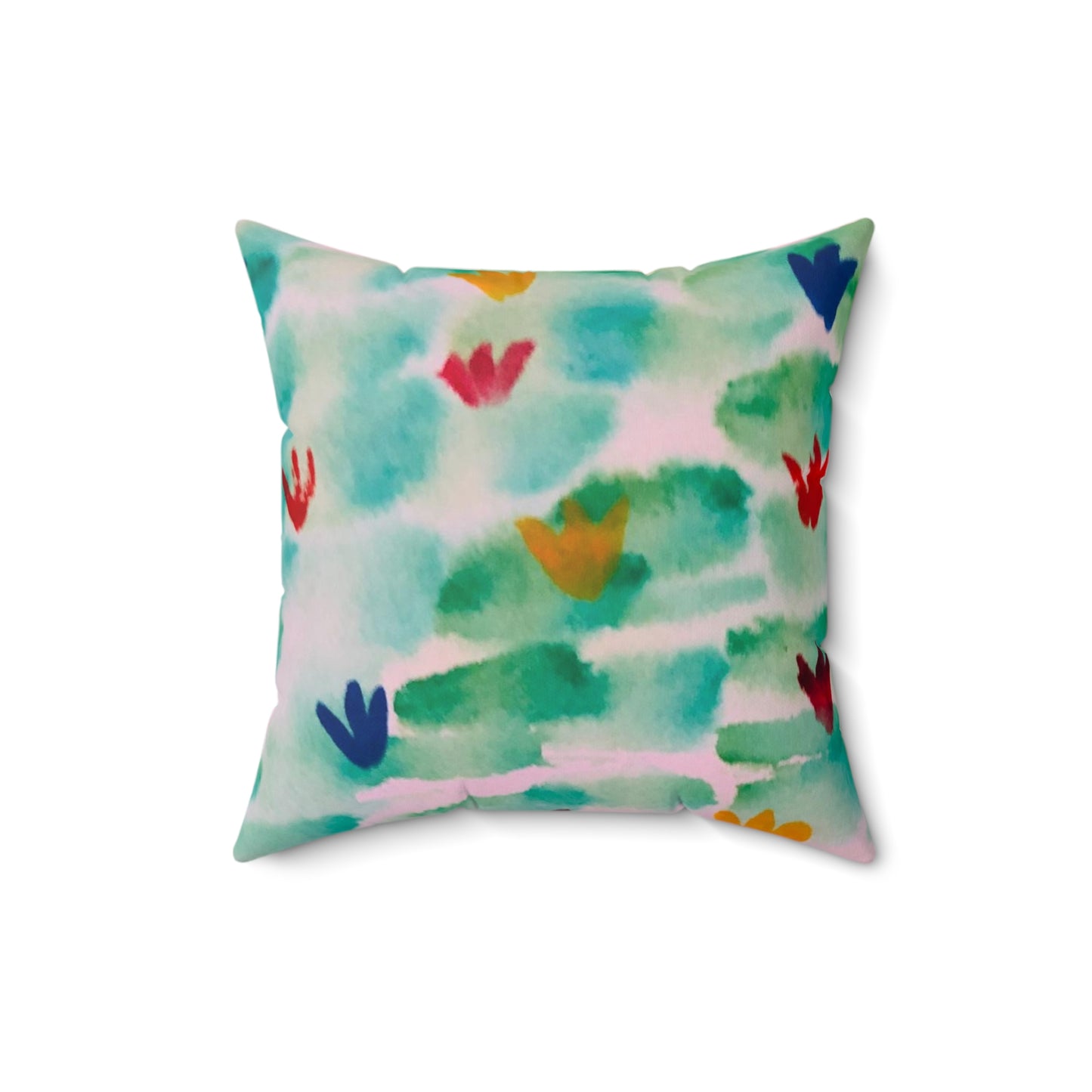 Watercolor Floral Frolic Polyester Square Throw Pillow