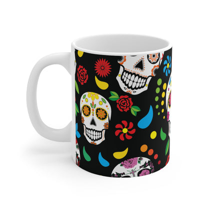 Sugar Skulls custom patterned mug left hand view