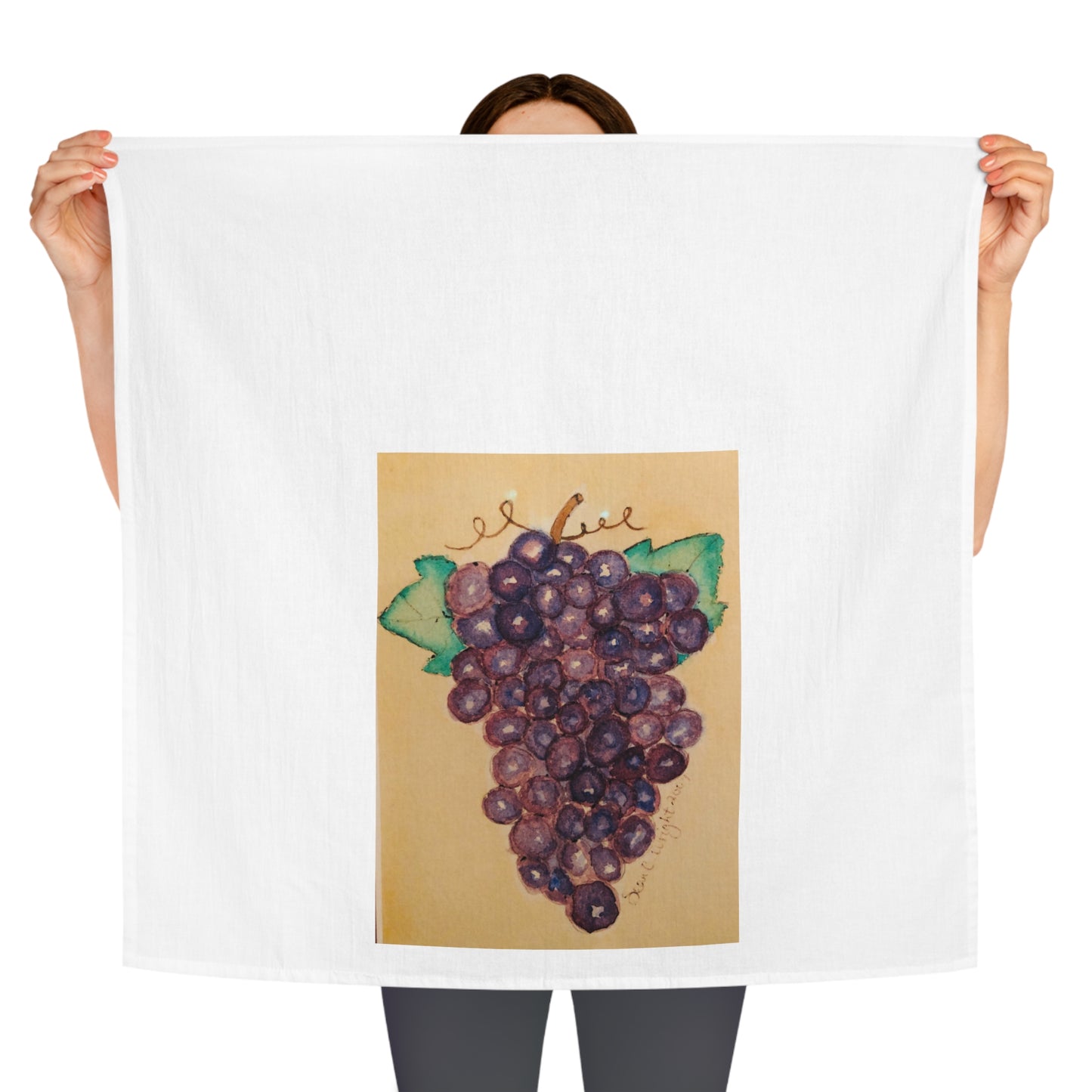 Italian-Style Tuscan Kitchen Hand Tea Towel with Purple Grapes