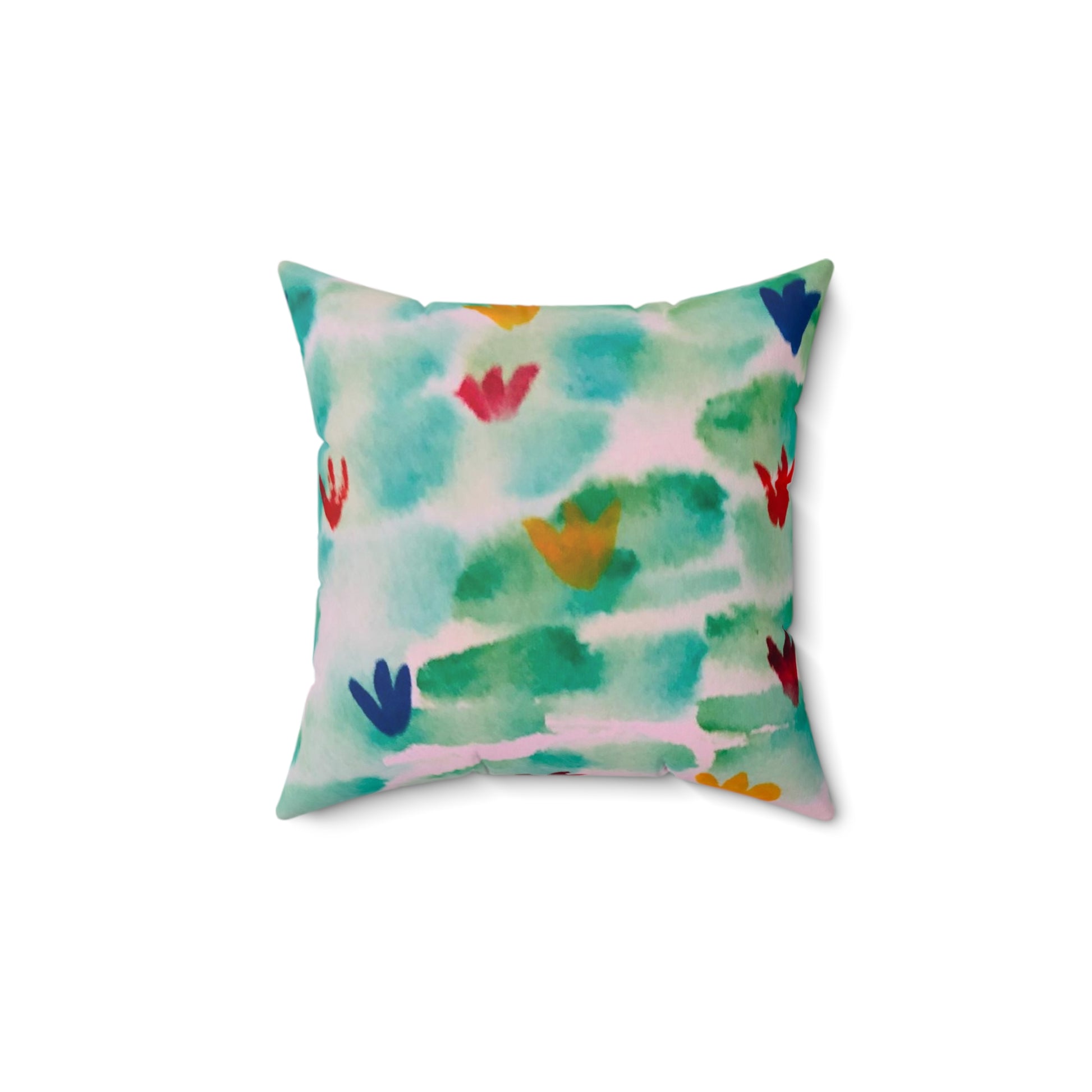 watercolor floral square throw pillow