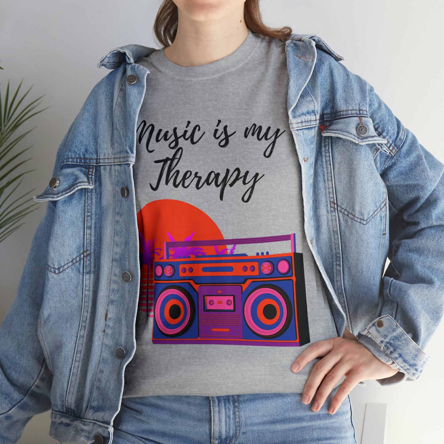 Music is my Therapy custom gray T-Shirt lifestyle image