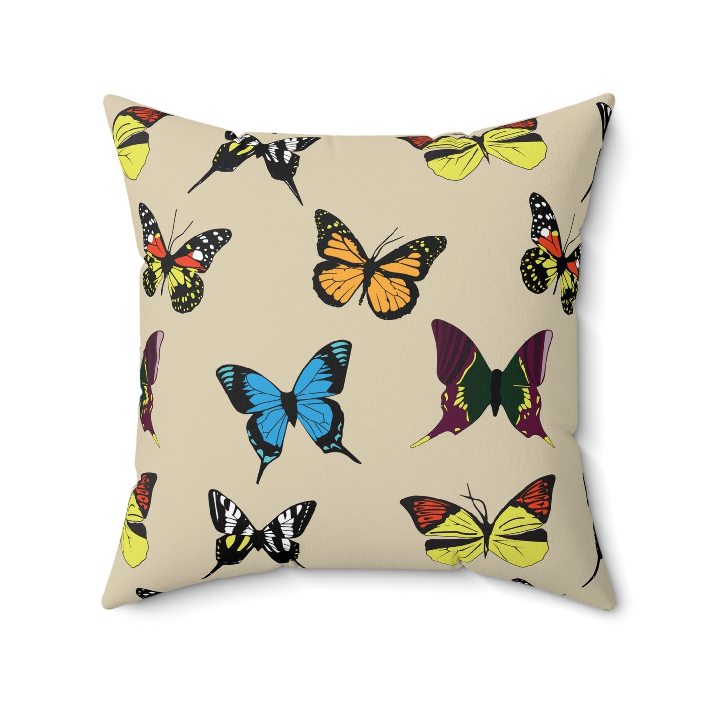 Butterfly-Print Square Throw Pillow