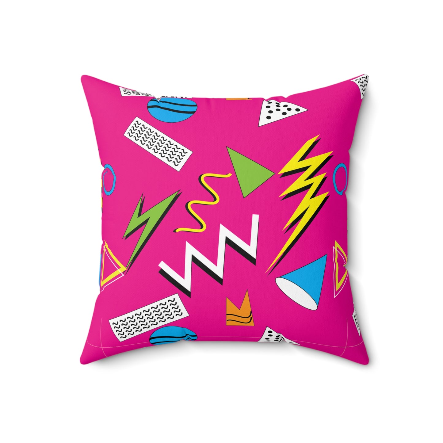 Retro 1980s Hot Pink Spun Polyester Square Throw Pillow, Hipster Home Decor