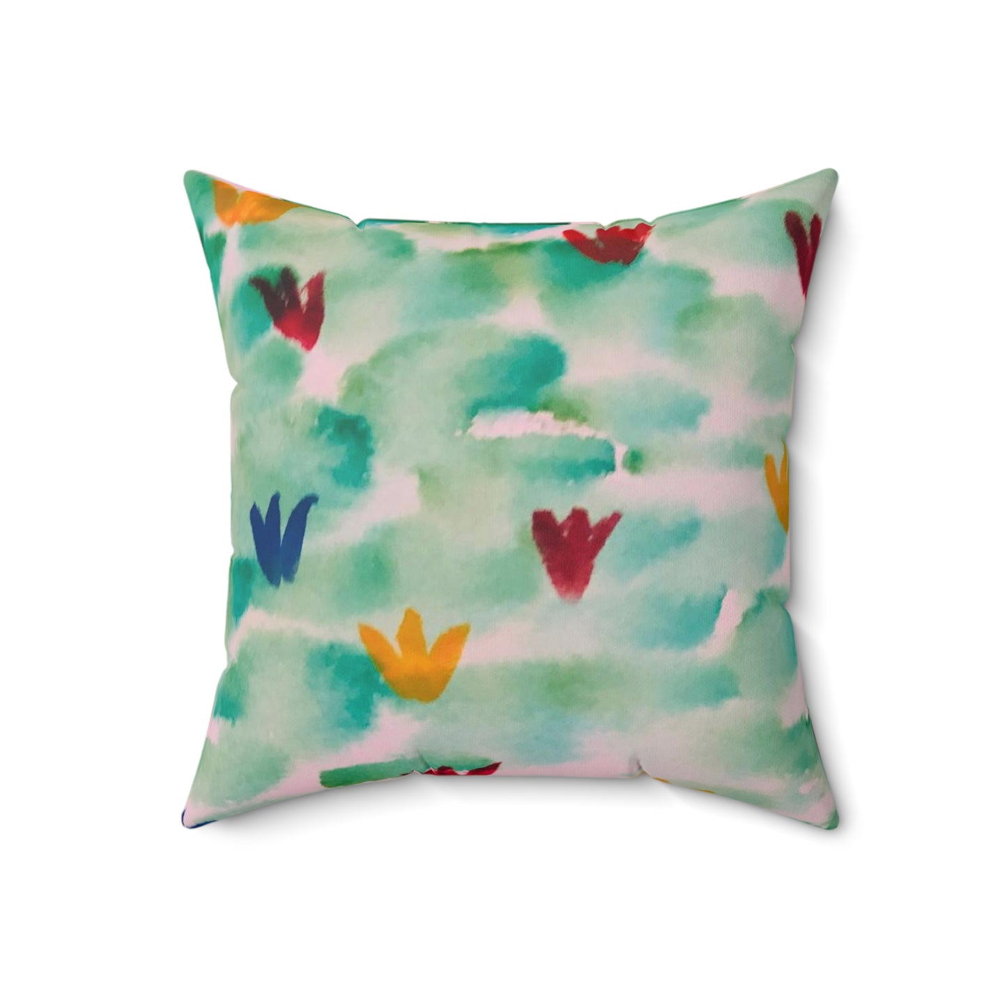 watercolor floral square throw pillow