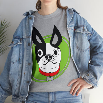 Boston Terrier Halfsie custom gray T-Shirt lifestyle image