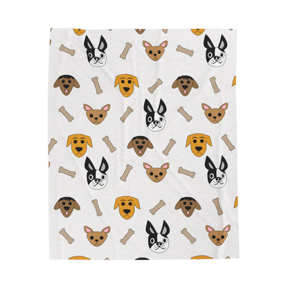 Dog-Print Velveteen Throw Blanket