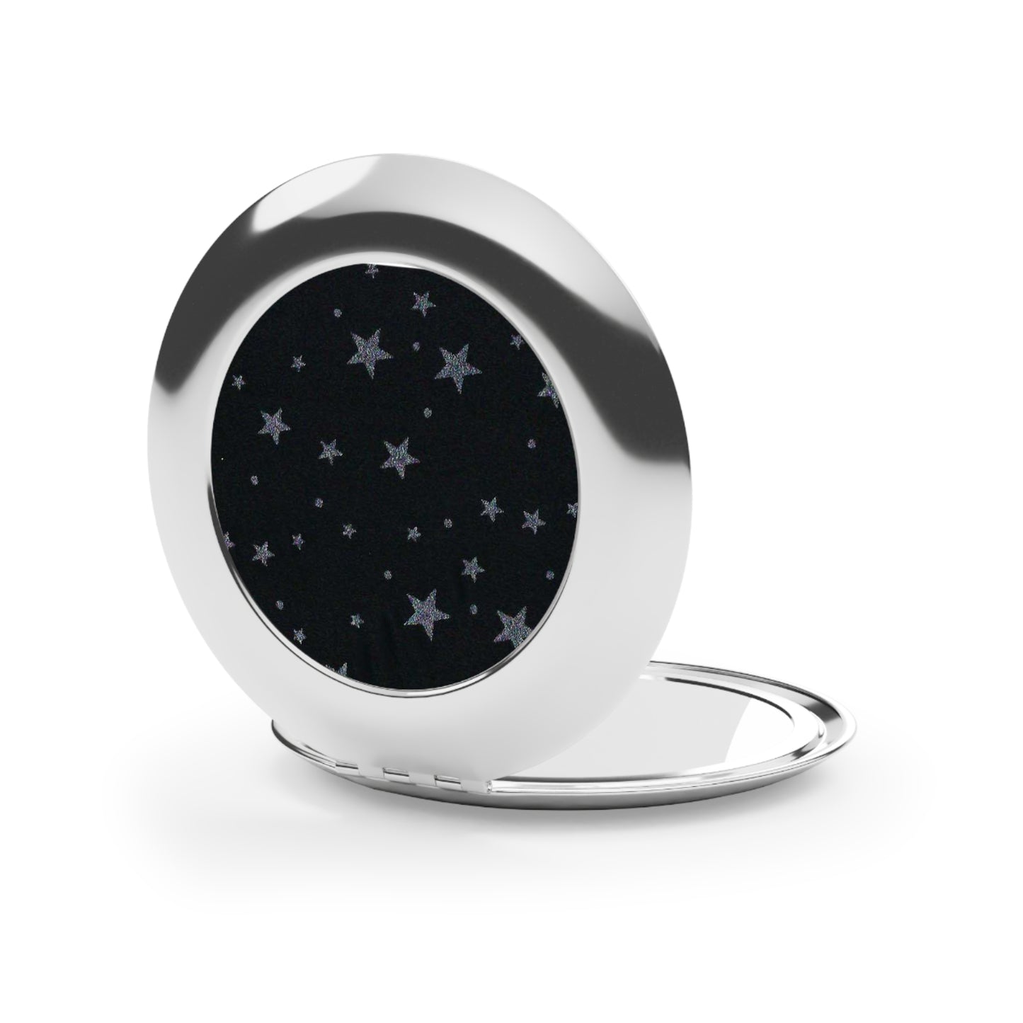 Silver Stars Compact Travel Cosmetic Mirror