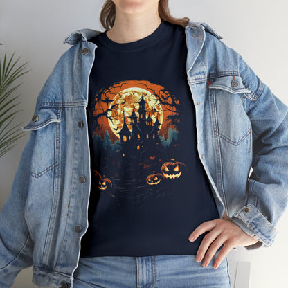 Halloween Haunted House Custom T-Shirt (Black/Navy)