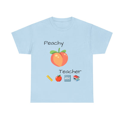 Peachy School Teacher Tee, Teacher Gift, Teacher of the Year, Short-Sleeve Crew-Neck T-shirt