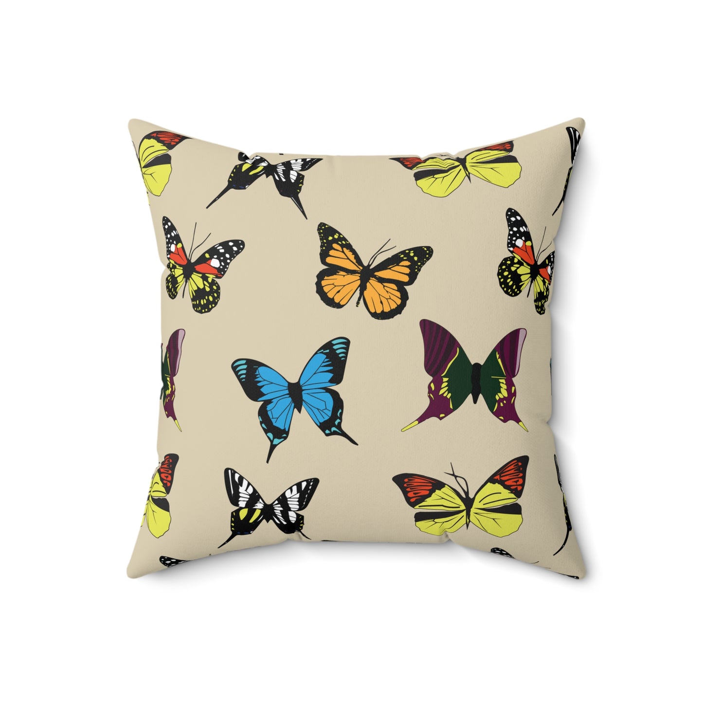 Butterfly-Print Square Throw Pillow