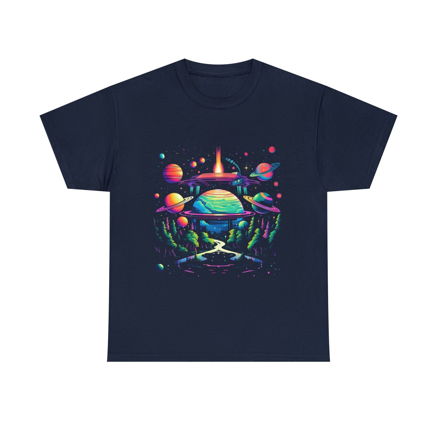 Space custom navy T-Shirt front