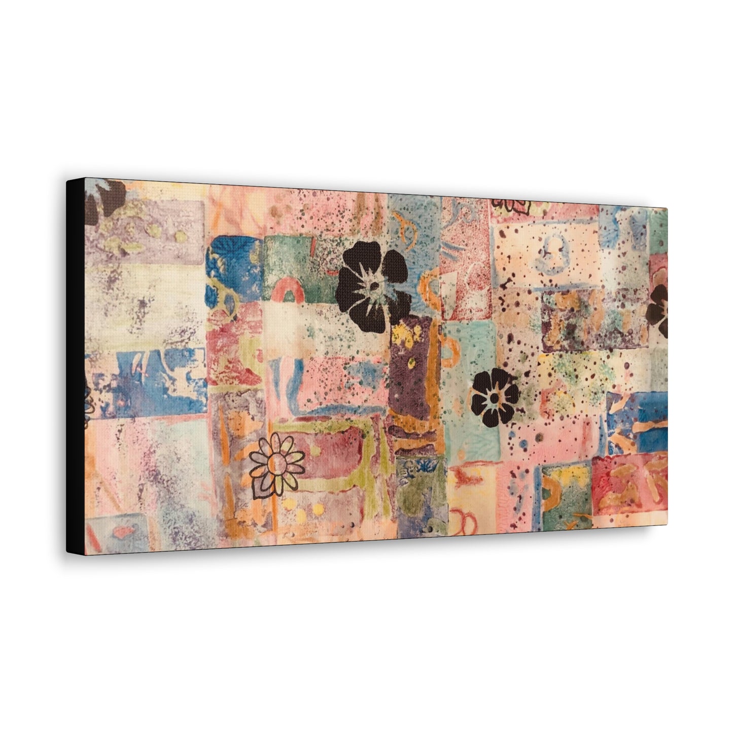 Abstract Flowers patterned wall art side view