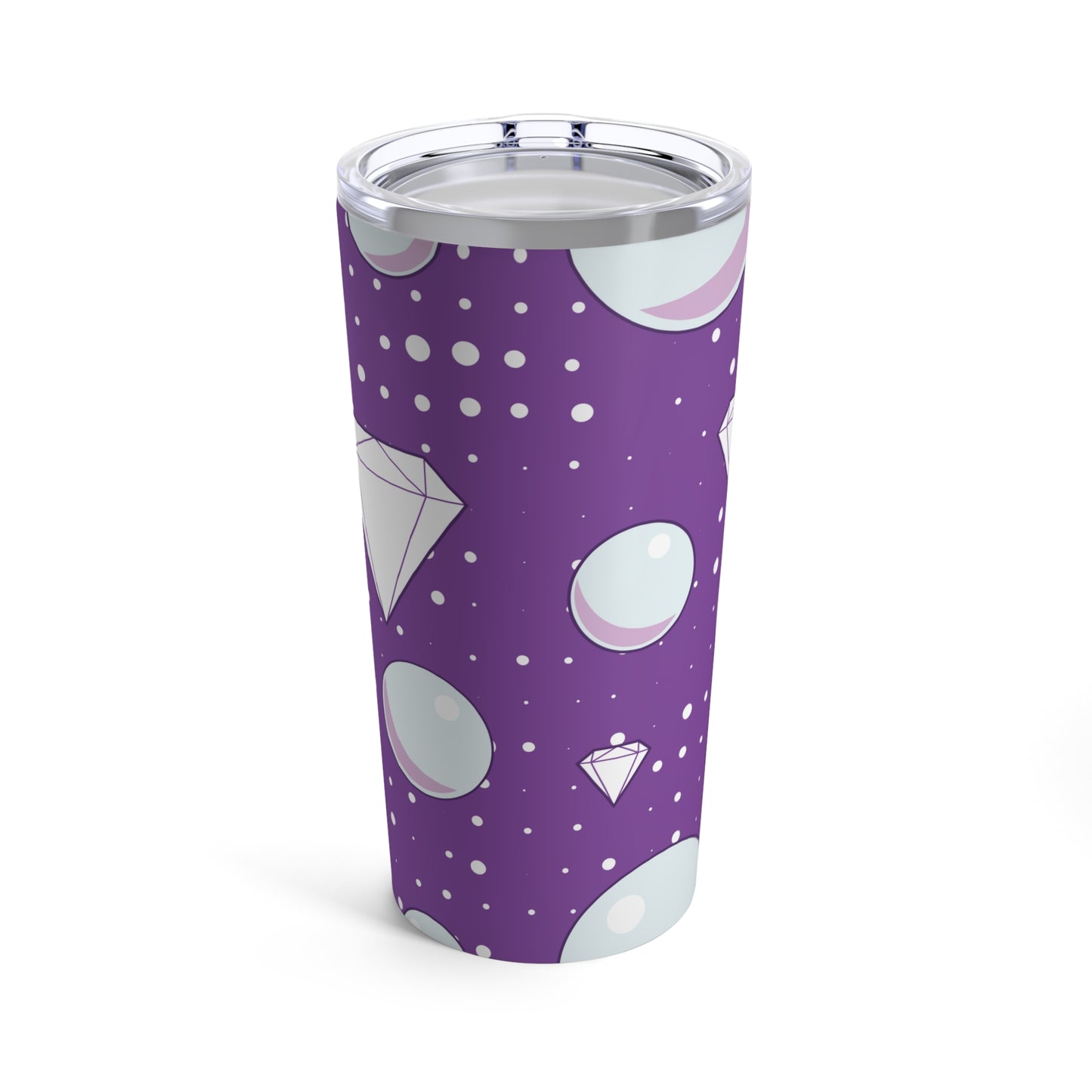 Diamonds and Pearls custom patterned tumbler mug front view