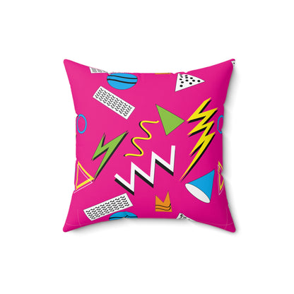 Retro 1980s Hot Pink Spun Polyester Square Throw Pillow, Hipster Home Decor