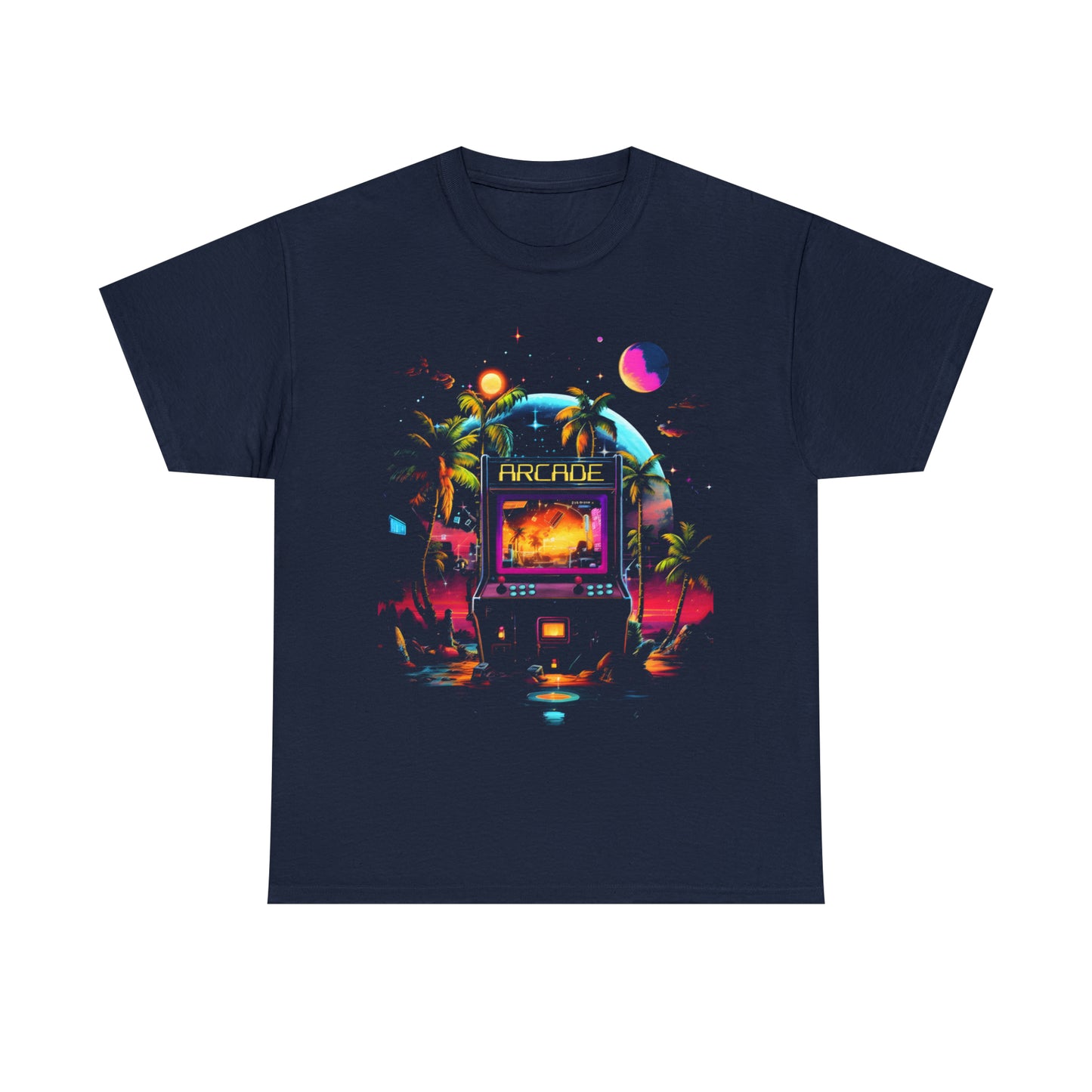 Arcade Paradise custom navy T-Shirt front