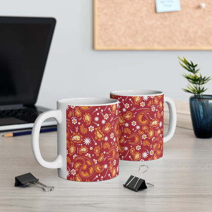 Paisley custom patterned mug left and right hand view